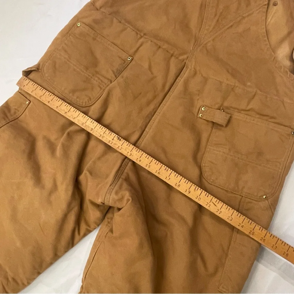 Carhartt Bib Overalls R06 Mens Brown Quilt Lined Duck Canvas  46x32 Workwear - Picture 4 of 16